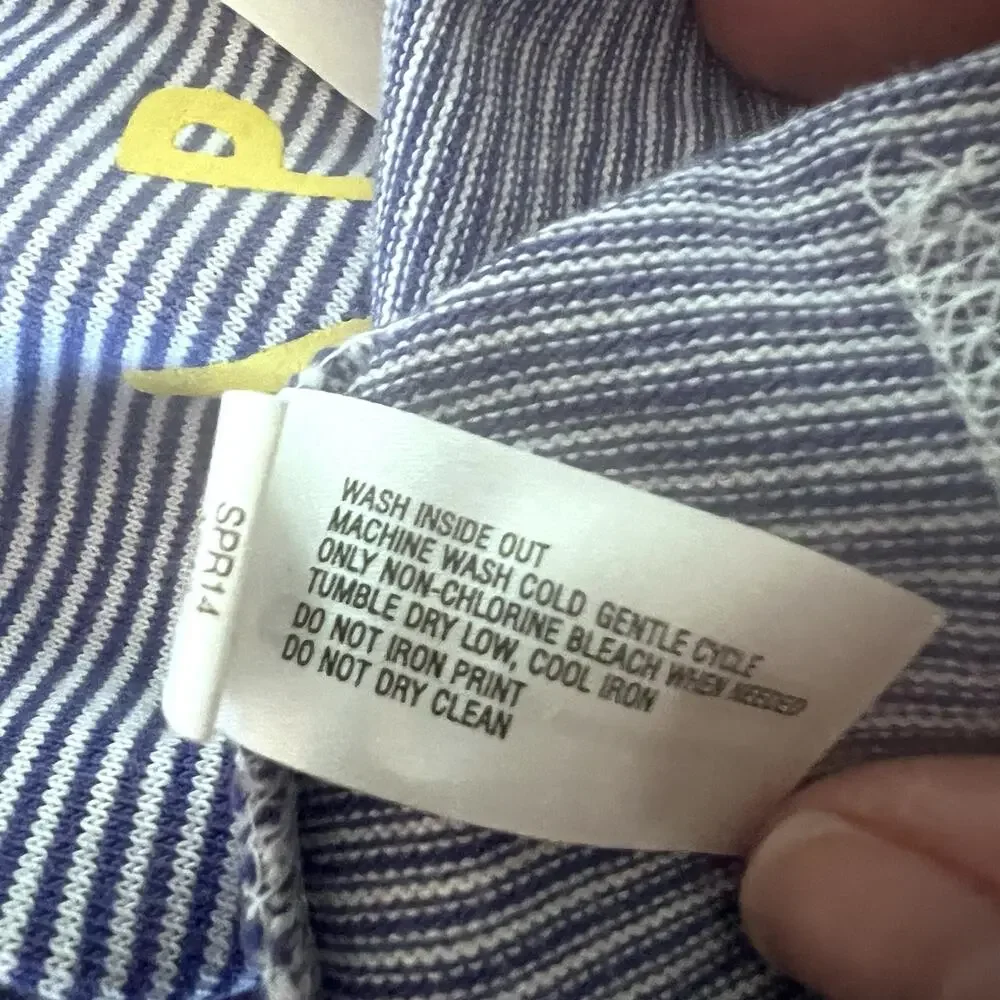Gap Kids Long Sleeve Striped Shirt NWT Size 5 Blue White Cotton Kangaroo Pocket